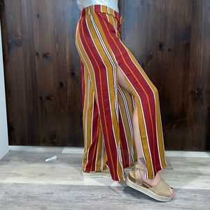 Red & Mustard Stripped slit pants